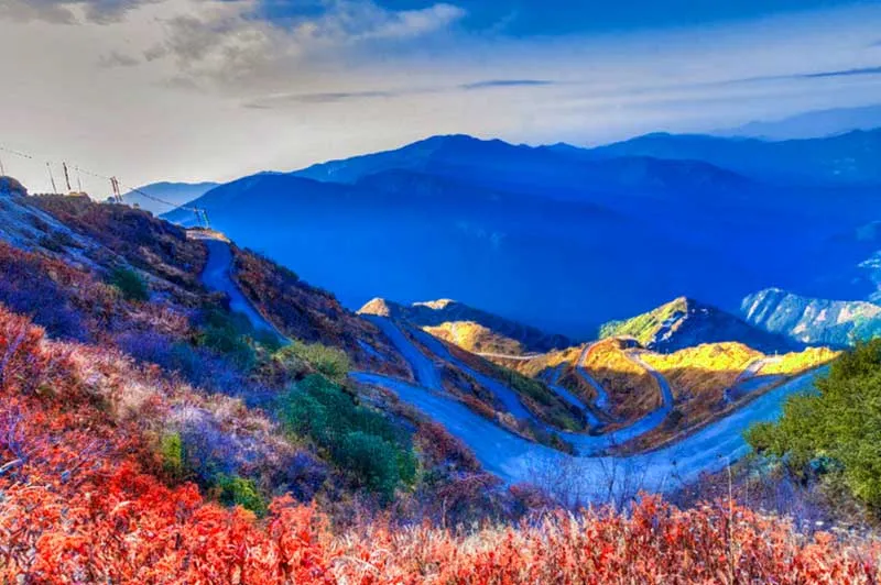 Scenic winding roads across the East Sikkim mountains